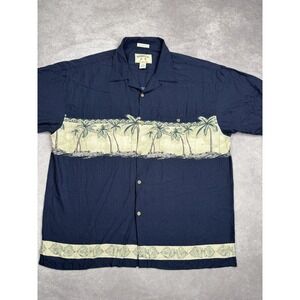 VTG‎ Bamboo Cay Shirt Mens 2XL Resort Rayon Palm Tree Hawaiian Button Up Beach